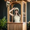 Bohemian-style hand-knitted flowered tassel headscarf with a hollowed-out hook flower design, a must-have and versatile adult hat for traveling in Yunnan with ethnic style details Picture
